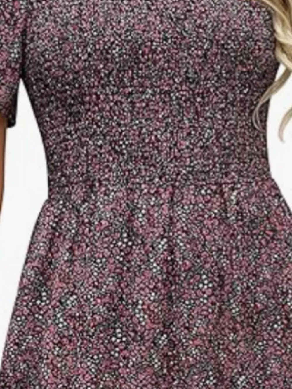 Women’s Ellakoko Floral print Short Sleeve Smocked Summer Midi Dress - Picture 2 of 9
